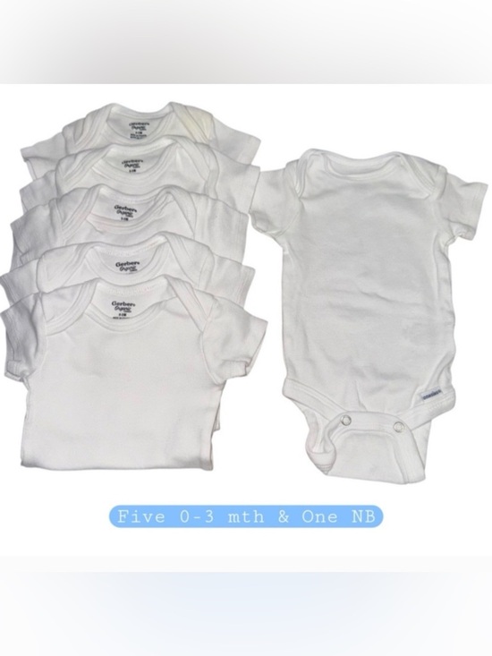Gerber Other - Set of 6 Gerber Organic Cotton White Short Sleeve Onesies | 0–3 Months